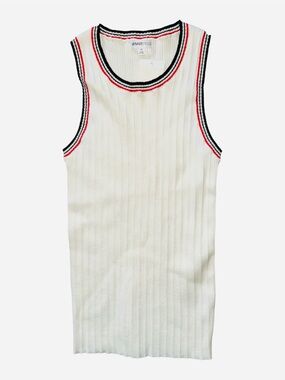 Minnie Rose Cream Ribbed Tank with Black & Red Stripe Trim Size Medium